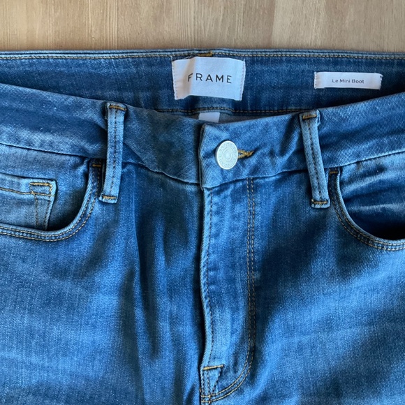 NWT Anthropologie Frame Le Mini Boot Jeans mid wash denim jeans flare plus sz 33 - Picture 9 of 14